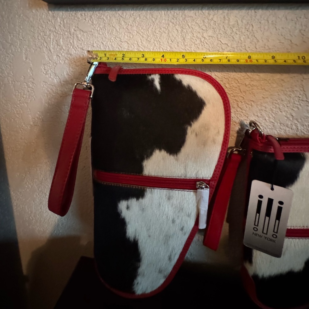 NWT Stylish Black, White and Red Genuine Leather Cowhide gun cases set - Picture 7 of 9